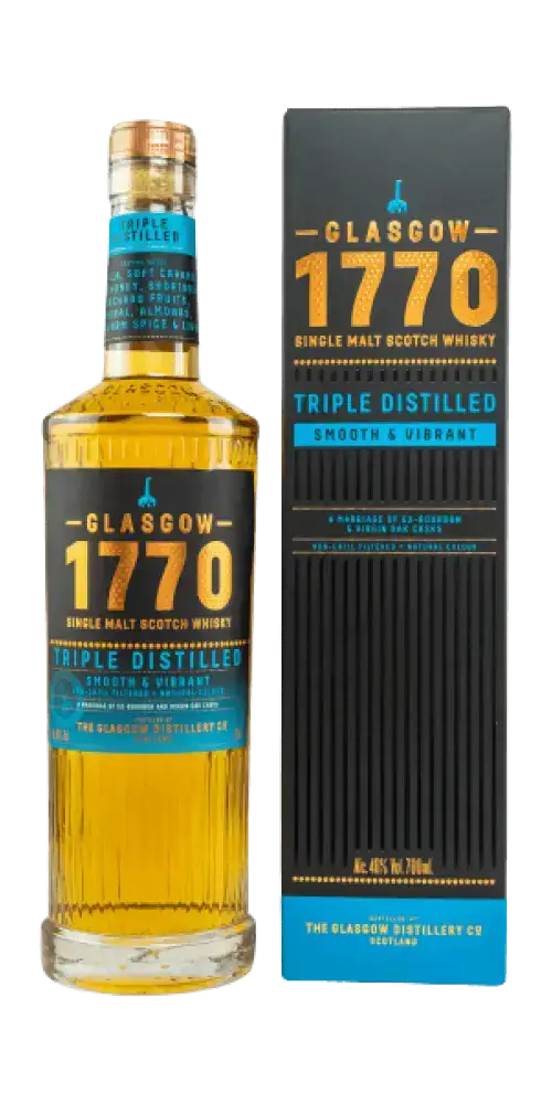 Schottischer Whisky Glasgow 1770 Triple Distilled – edler Single Malt mit Vanille- und Fruchtaromen, 42% vol.