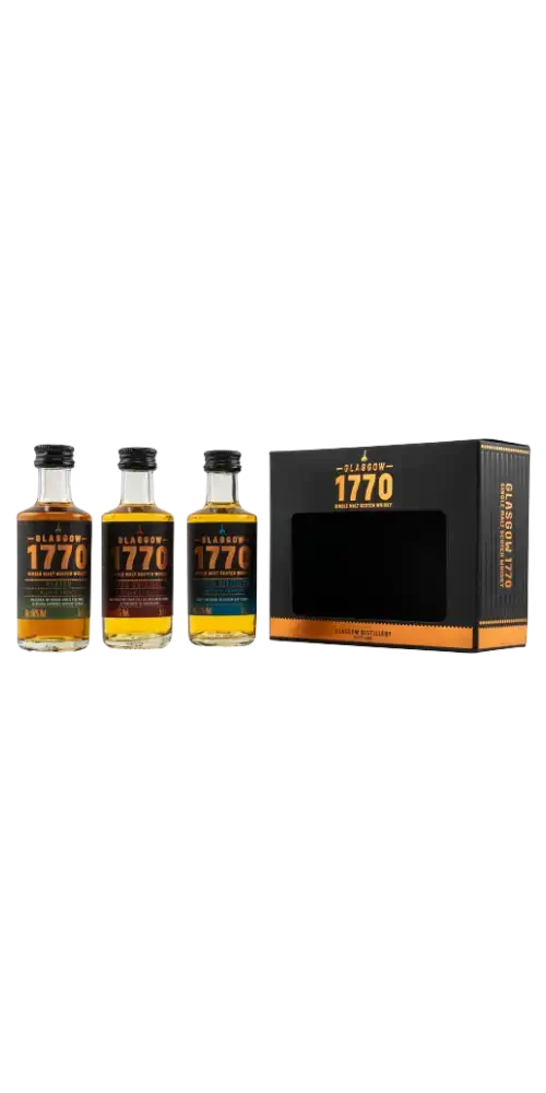 Schottischer Whisky Mini Collection 1770 im Set mit drei Flaschen aus Glasgow - Whisky Tasting Set.