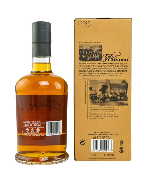 Schottischer Whisky Glen Garioch 12 Jahre, Single Malt mit Honigsüße, aus Ex-Bourbon und Sherry-Fässern, 700ml.