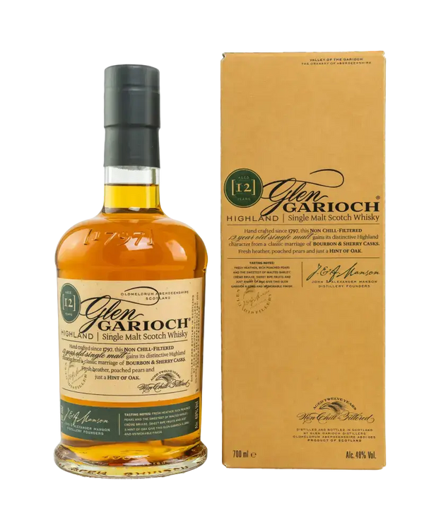Schottischer Whisky Glen Garioch 12 Jahre, Highland Single Malt mit Honigsüße und cremigem Mundgefühl in Geschenkbox.