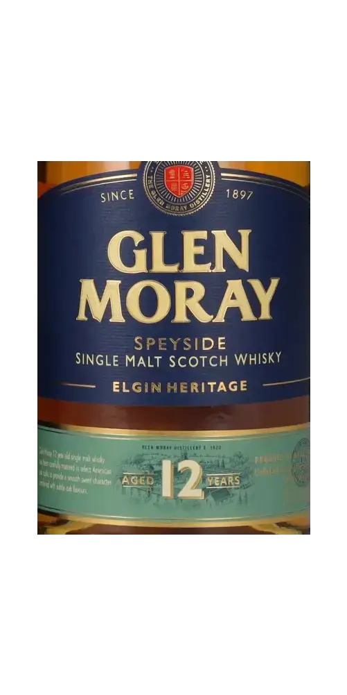 Schottischer Whisky Glen Moray 12 Jahre, Speyside, Single Malt, seit 1897, hochwertiger Elgin Heritage.