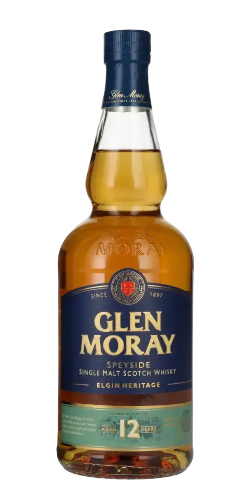 Schottischer Whisky Glen Moray 12 Jahre in der Flasche, Speyside Single Malt von 1897, Elgin Heritage.