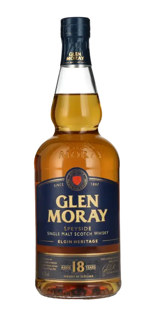 Schottischer Whisky Glen Moray 18 Jahre, Speyside Single Malt, traditionsreicher Genuss seit 1897.