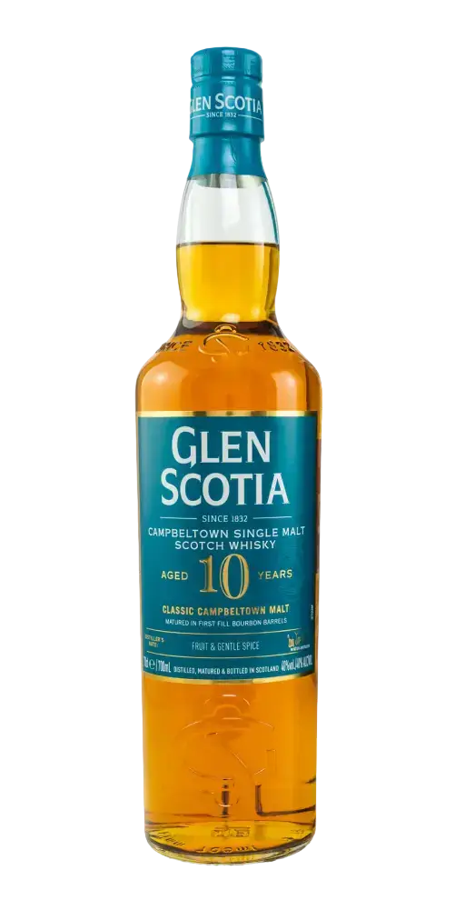 Schottischer Whisky Glen Scotia 10 Jahre, Campbeltown Single Malt, mild mit maritimen Noten, 700ml Flasche.