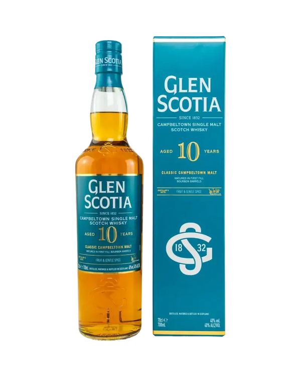 Schottischer Whisky Glen Scotia 10 Jahre unpeated, Single Malt aus Campbeltown im Originalkarton.
