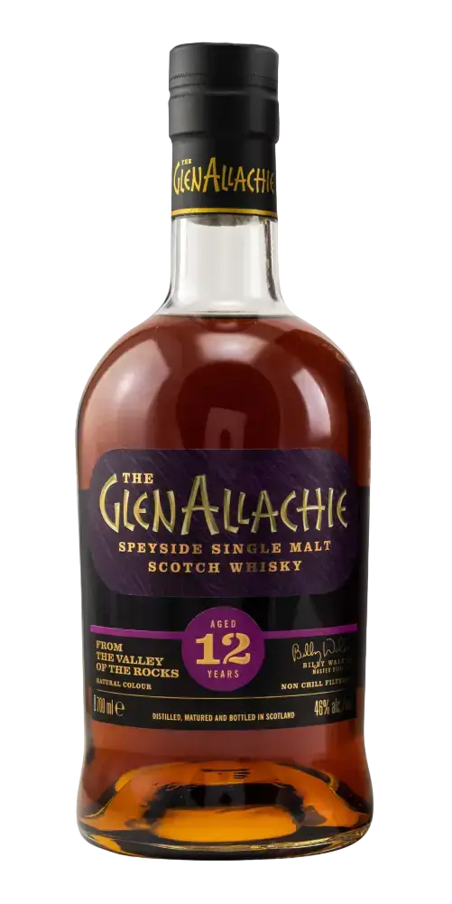Schottischer Whisky GlenAllachie 12 Jahre aus Speyside, mit Noten von Sherry, Rosinen und Honig. 700ml Flasche.