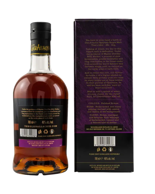 Schottischer Whisky GlenAllachie 12 Jahre, Speyside Single Malt, fruchtige Noten von Sherry, Dattel, Pflaume.