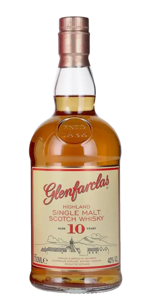 Schottischer Whisky Glenfarclas 10 Jahre, Highland Single Malt, aromatisch mit fruchtigen Noten in 700ml Flasche.