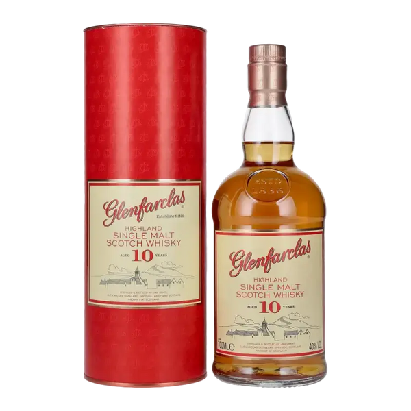 Schottischer Whisky Glenfarclas 10 Jahre in Geschenkverpackung, fruchtiger und malziger Geschmack, Speyside, 700ml.