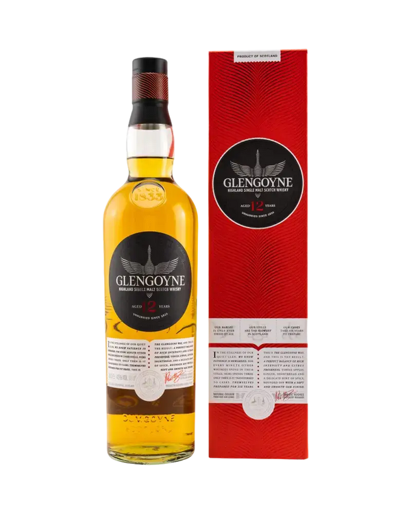 Schottischer Whisky Glengoyne 12 Jahre, Single Malt mit Sherry-Fass-Reifung, aromatisch mit Kokosöl und Honig.