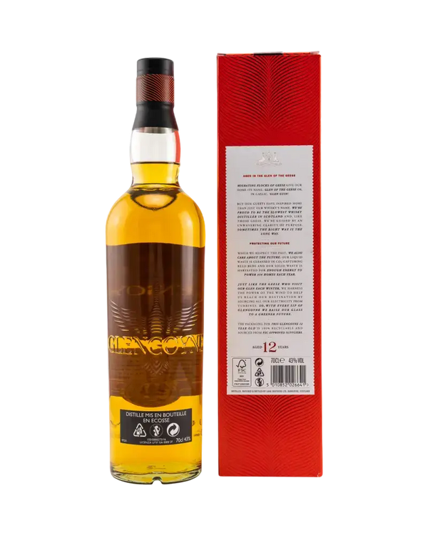 Schottischer Whisky Glengoyne 12 Jahre in der Box, mit goldener Farbe und reichhaltigem Aroma, Highland-Whisky.