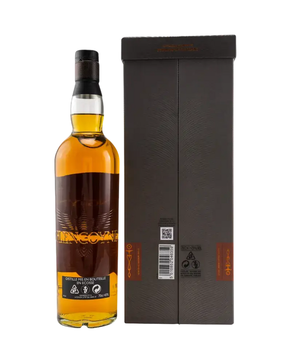 Schottischer Whisky Glengoyne 18 Jahre in eleganter Box mit edlem Design, goldene Farbe und klare Flasche.