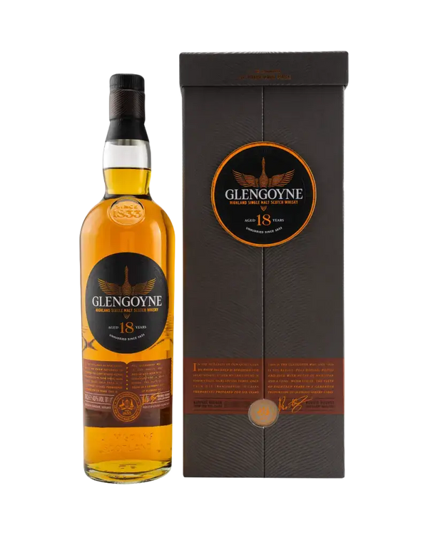 Schottischer Whisky Glengoyne 18 Jahre in edler Box, überzeugt mit sanften Aromen und erstklassiger Reifung.