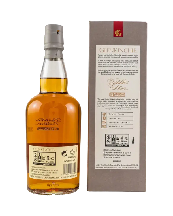 Schottischer Whisky Glenkinchie Distillers Edition 2021, limitiert, Lagerung in Ex-Bourbon und Amontillado-Sherry-Fässern.