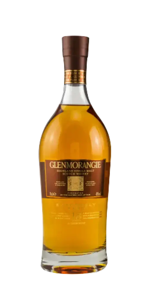 Schottischer Whisky Glenmorangie 18 Jahre, Highland Single Malt, in stilvollem Design mit Oloroso-Fassreifung.