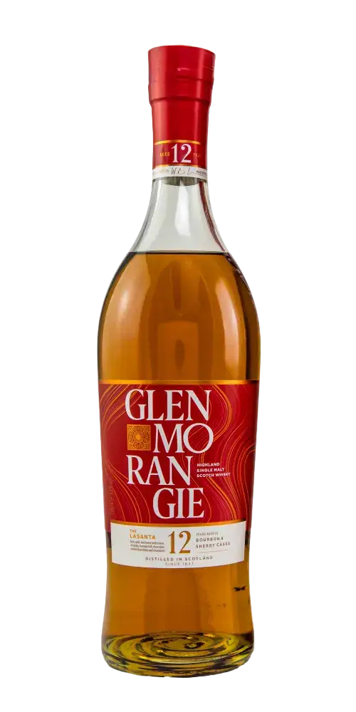 Schottischer Whisky Glenmorangie Lasanta 12 Jahre, intensives Aroma, gereift in Sherryfässern, 700ml Flasche.