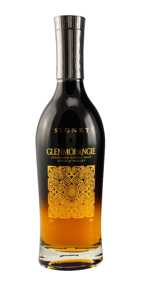 Schottischer Whisky Glenmorangie Signet, 14 Jahre, Single Malt, mit ausgeprägtem Schokoladen- und Kaffeenote.