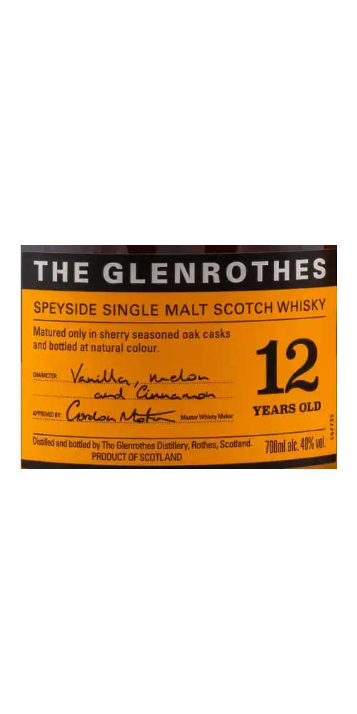 Schottischer Whisky Glenrothes 12 Jahre – Speyside Single Malt mit Aromen von Vanille, Melone und Zimt.