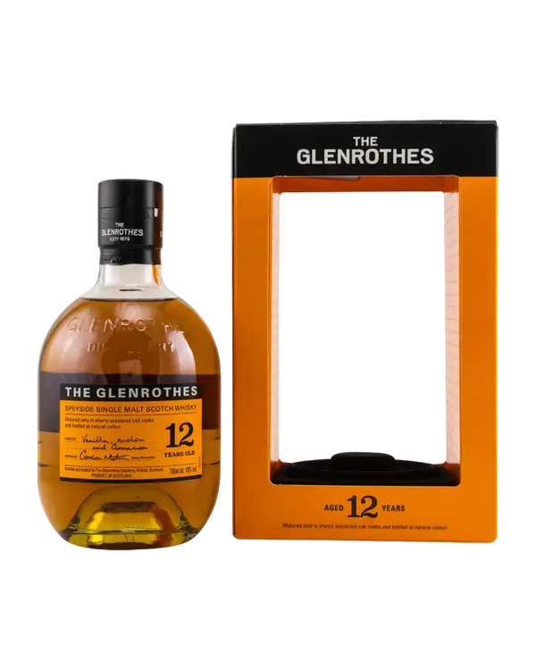 Schottischer Whisky Glenrothes 12 Jahre, Single Malt in edler Verpackung, fruchtige Aromen, ideal für Kenner.