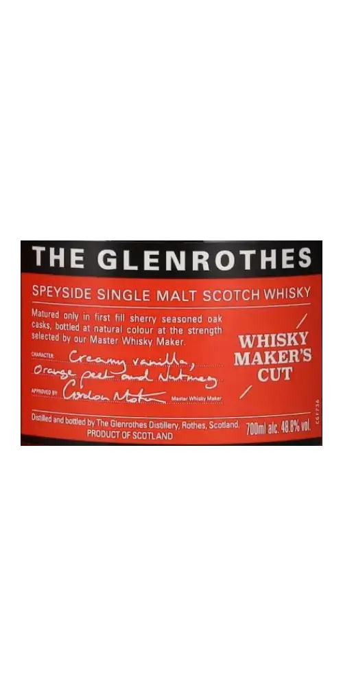 Schottischer Whisky Glenrothes Makers Cut, Speyside Single Malt mit Aromen von Vanille und Orange, 700ml.