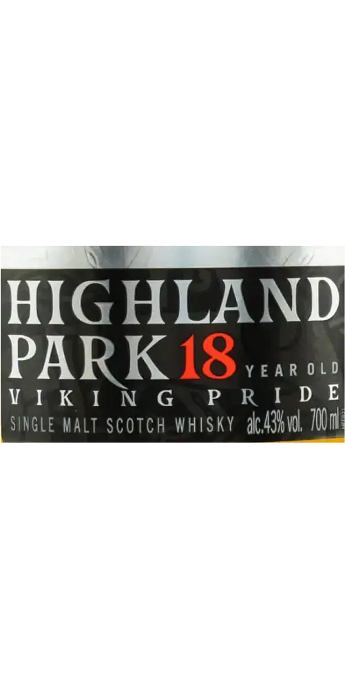Schottischer Whisky Highland Park Viking Pride 18 Jahre, 700 ml, 43% vol, Single Malt mit goldener Farbe und vollem Geschmack.