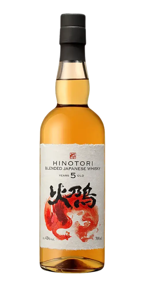 Japanischer Whisky Hinotori 5 Jahre, vollmundig mit fruchtigen Noten und Vanille, aus Mizunara-Fässern gereift.