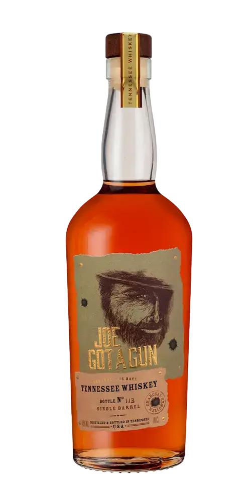 Amerikanischer Whiskey Joe Got A Gun, Tennessee Whiskey, 3 Jahre gereift, hochwertige Aromen von Honig, Karamell und Kräutern.