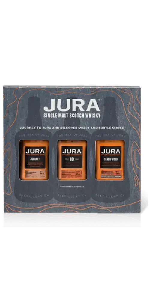 Schottischer Whisky Jura Miniset mit Journey, 10 und Single Cask; ideal für Whisky-Tasting.