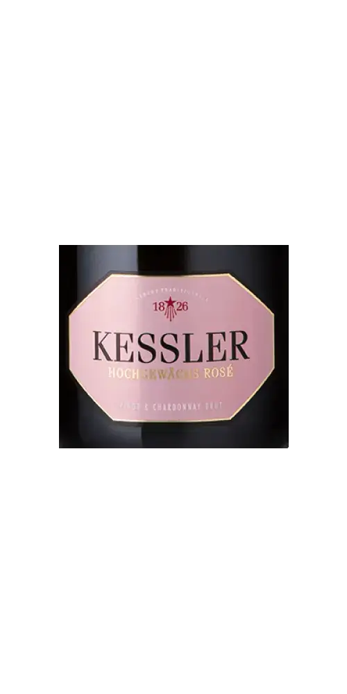 Kessler Hochgewächs Rosé, Schaumwein aus Deutschland, Rebsorten Pinot Noir und Chardonnay.