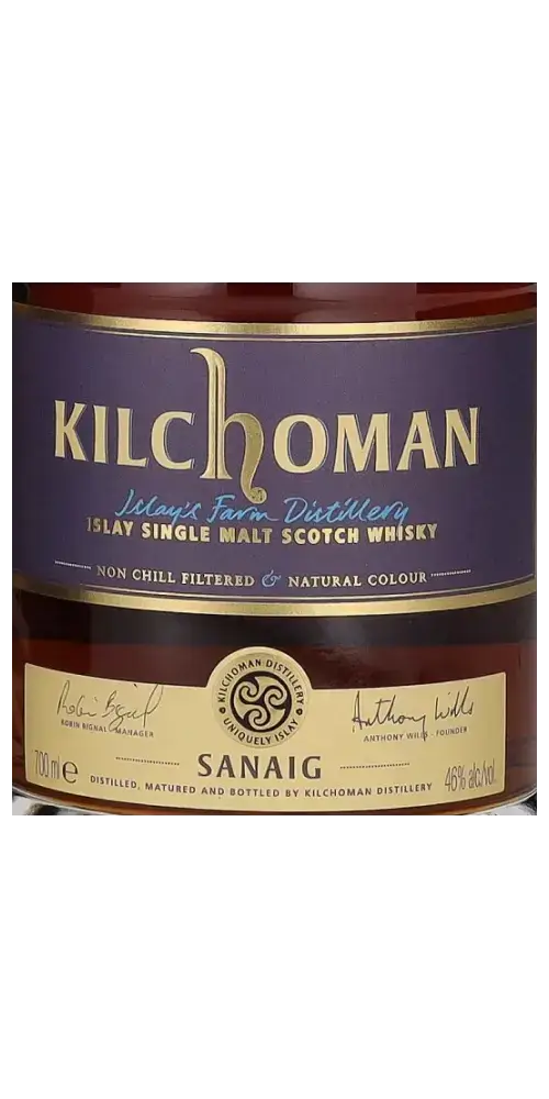 Schottischer Whisky Kilchoman Sanaig, Islay Single Malt, 46% vol, ungekühlt filtriert, naturbelassen.