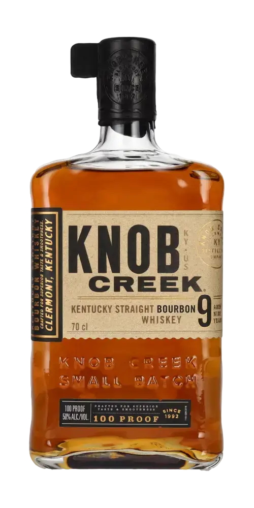 Amerikanischer Whiskey Knob Creek 9 Years Old Bourbon aus Kentucky, Small Batch Collection, 100 Proof, reichhaltige Aromen.