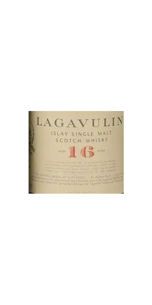 Schottischer Whisky Lagavulin 16 Jahre, Islay Single Malt, markante rauchige Note, edles Design.