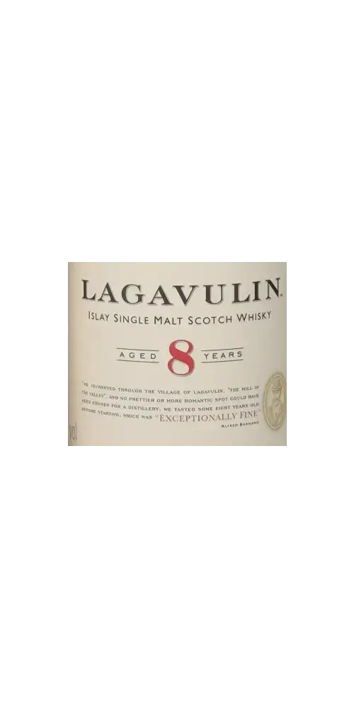 Schottischer Whisky Lagavulin 8 Jahre, Islay Single Malt, besondere Hommage an die Destilleriegründung 1816.