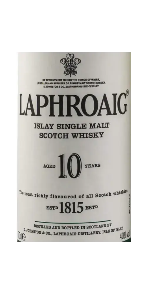 Schottischer Whisky Laphroaig 10 Jahre, Islay Single Malt, kraftvoll und rauchig, Tradition seit 1815.