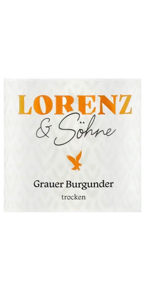 Lorenz & Söhne Grauer Burgunder, trockener Weißwein mit cremiger Fülle und mineralisch-pfeffrigem Finish.