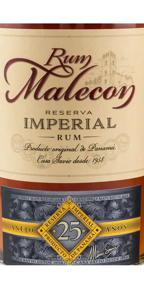 Rum Malecon 25 Jahre Reserva Imperial aus Panama, intensiv und würzig, in stilvollem Design mit Eichenholzreifung.