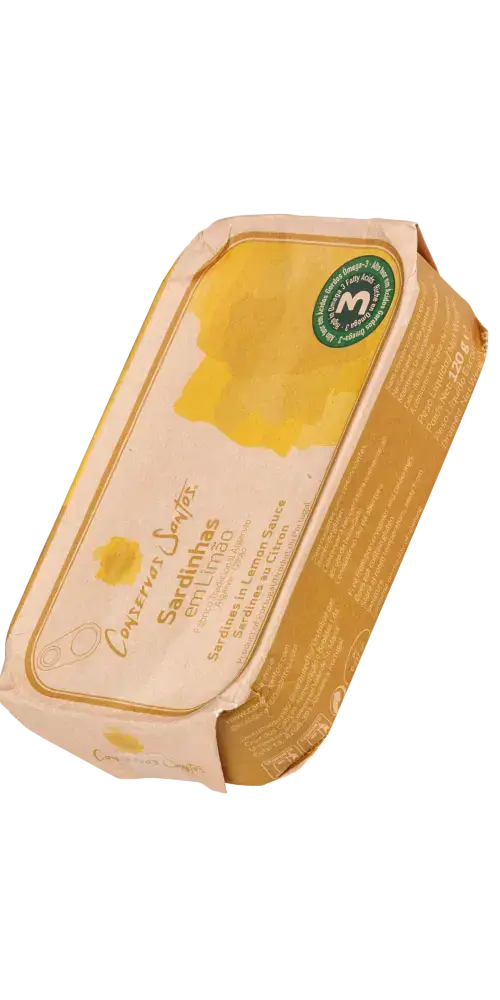 Sardinhas em Limão, Feinkost aus Olhão, Algarve, in handgefertigter Dose mit Zitrone, 750g.
