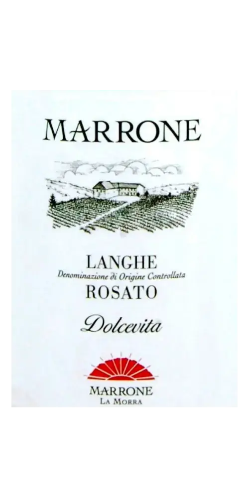 Marrone Dolceviat, Langhe Rosato DOC, blumiger Duft mit Aromen von Himbeeren.
