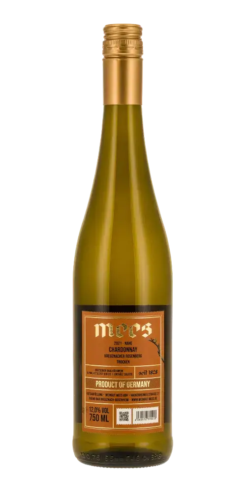 Mees Chardonnay, deutscher Weißwein mit Aromen von Apfel, Pfirsich und 12 % Vol.