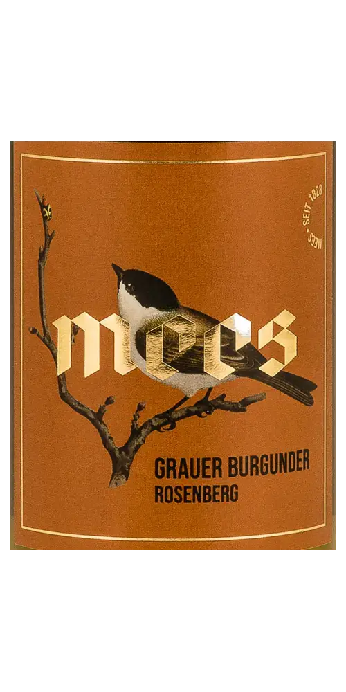 Mees Grauer Burgunder Rosenberg, eleganter Weißwein aus Nahe mit Aromen von Apfel und Pfirsich.