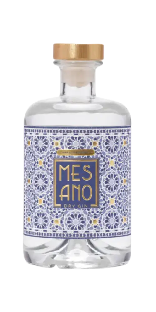 Mesano Gin 500ml, herber Herkunft aus Stuttgart, einzigartiger Stil mit intensivem Aromenprofil, elegant verpackt.