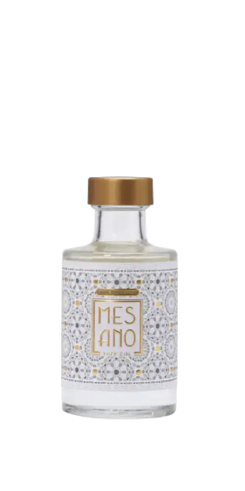 Dry Sin alkoholfreier Gin von MESANO, garnierte Flasche, Stuttgart, mit Botanicals, 100ml.