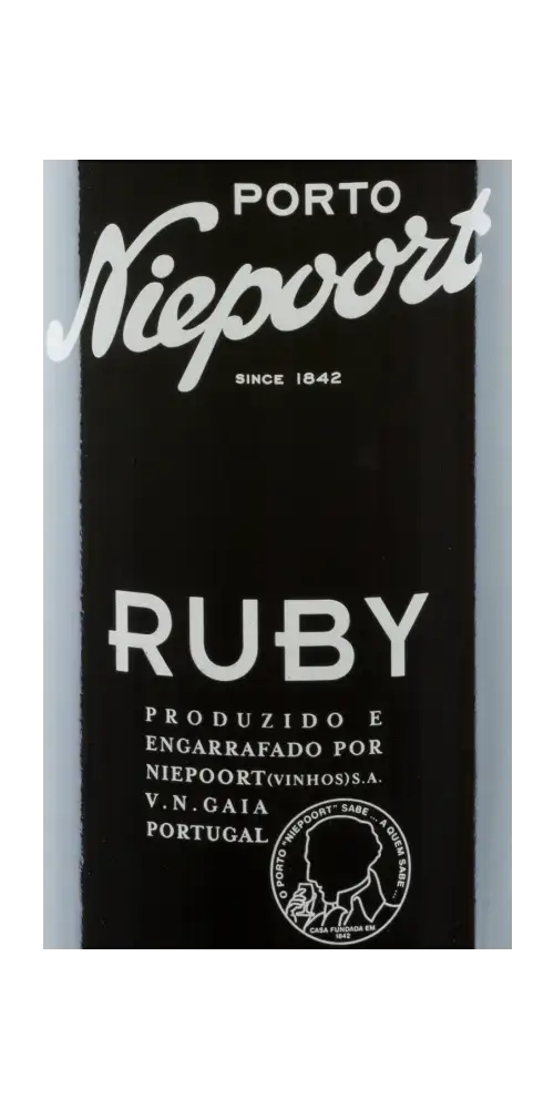 Niepoort Ruby, jungfruchtiger Portwein aus Vinho do Porto mit dunklen Fruchtaromen und mineralischen Nuancen.