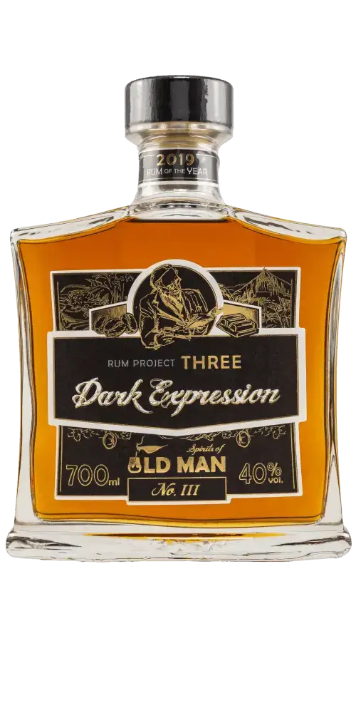 Old Man Project Three Rum Dark Expression, 10 Jahre, 700ml, vollmundig mit Karamell und Vanille-Aromen.