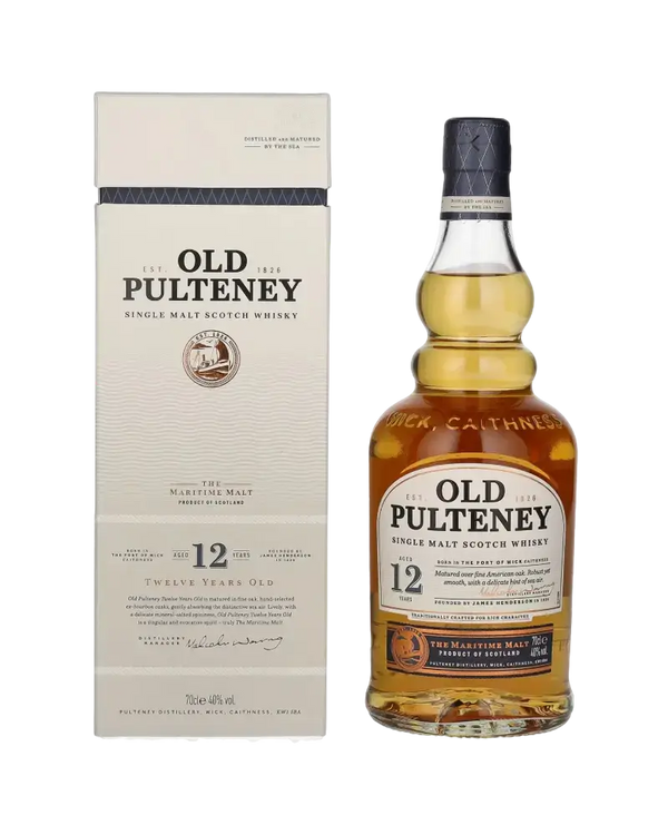 Schottischer Whisky Old Pulteney 12 Jahre, maritime Aromen, 12 Jahre gereift, Single Malt, aus Schottland.