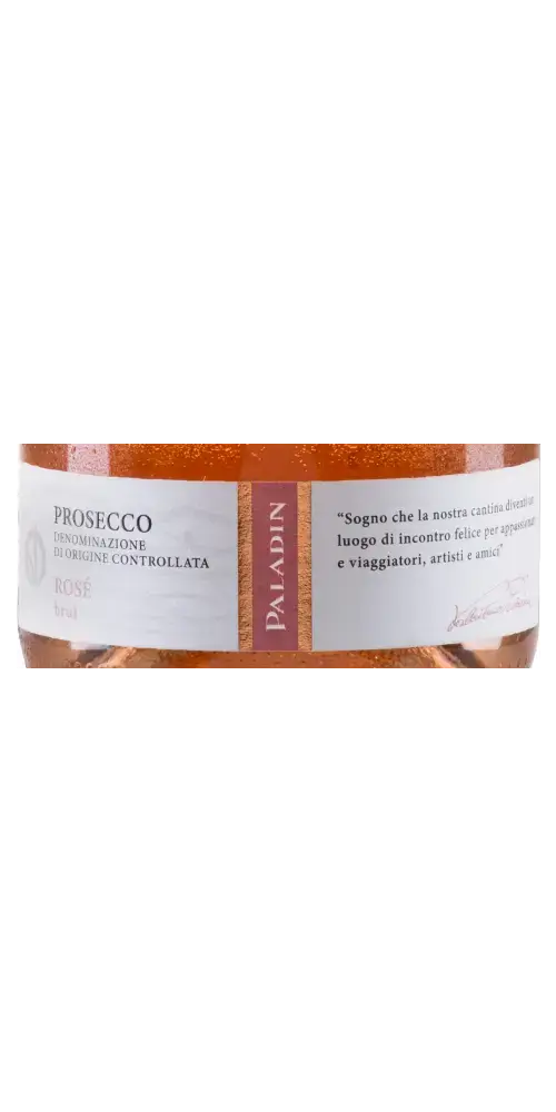 Paladin Prosecco Millesimato Brut Rosé DOC, italienischer Schaumwein mit feiner Perlage und frischen Beerenaromen.