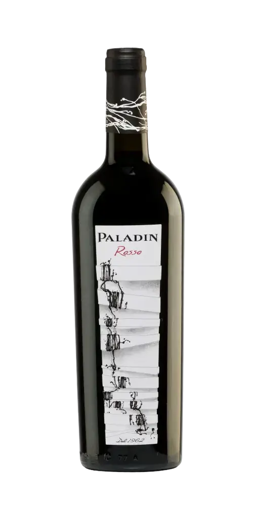 Paladin Rosso, italienischer Rotwein mit dichten Rubinrot und Noten von Waldbeeren und Gewürzen.