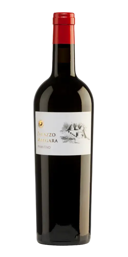 Palazzo Malgara Primitivo, italienischer Rotwein mit intensiver Farbe und fruchtigem Geschmack.