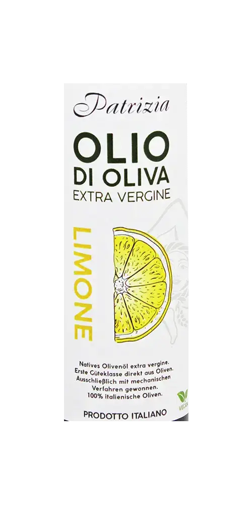 Olivenöl nativ extra Patrizia Feinkost - Limone 100ml, kaltgepresstes italienisches Olivenöl für Salate und Saucen.
