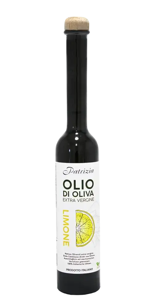 Olivenöl extra vergine Olio di Oliva Limone 100ml aus Italien, kaltgepresst von Patrizia Feinkost für Salate und Saucen.